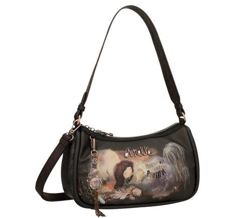 Poseta casual, dama, ANEKKE 39702-309, negru, piele ecologica